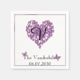 Guardanapo De Papel Borboleta Roxa Monograma Casamento Napkin