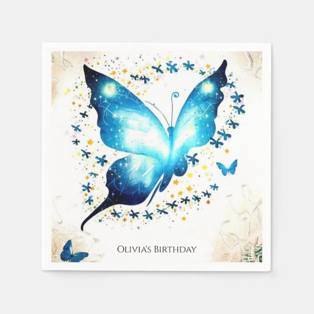 Guardanapo De Papel Borboleta Simples Whimsical Birthday (Frente)