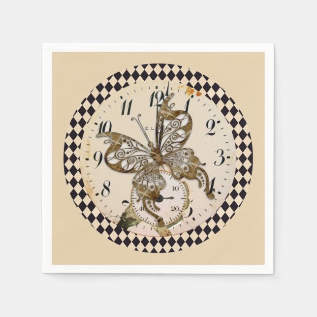 Guardanapo De Papel Borboleta Steampunk (Frente)