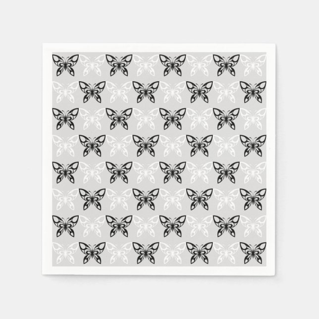 Guardanapo De Papel Borboletas brancas e pretas (Frente)