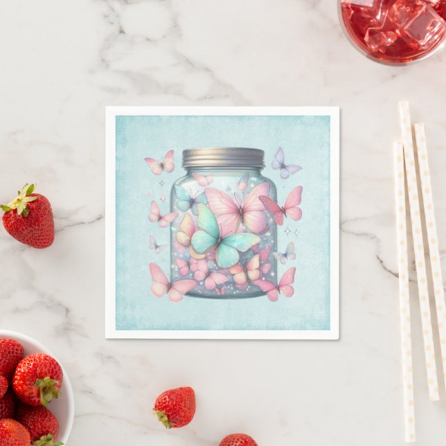 Guardanapo De Papel Borboletas Caprichosas em uma Jar (Insitu)