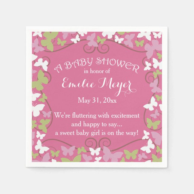 Guardanapo De Papel Borboletas Chá de fraldas Napkins descartável (Frente)