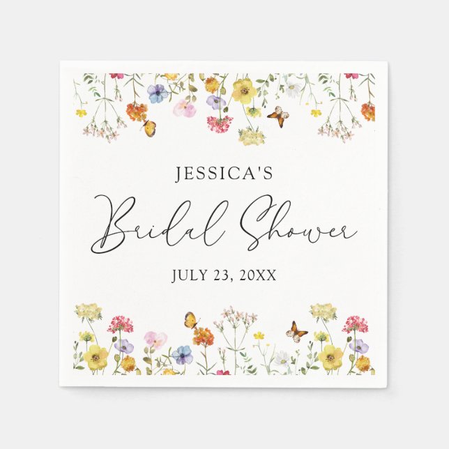 Guardanapo De Papel Borboletas de flor selvagem Boho Chá de panela (Frente)