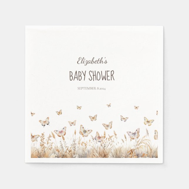 Guardanapo De Papel Borboletas de Prados de Aquarela (Frente)