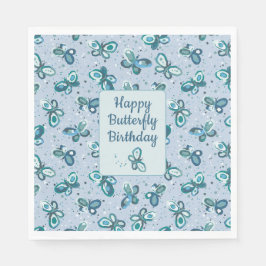 Guardanapo De Papel Borboletas Doodle Bugs - azul - aniversário de cri