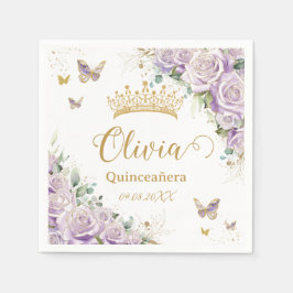 Guardanapo De Papel Borboletas Florais Lilases Roxas Quinceañera 15 16