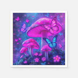 Guardanapo De Papel Borboletas, flores e cogumelos-