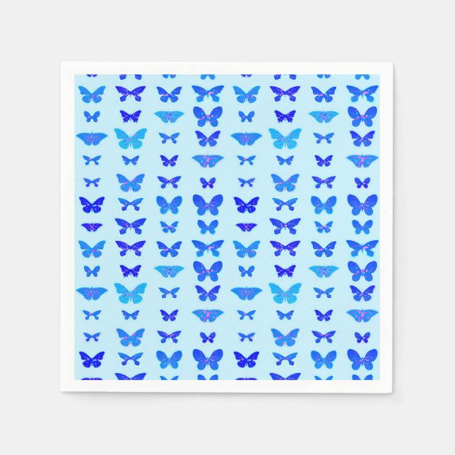 Guardanapo De Papel Borboletas, índigo, fundo azul céu (Frente)