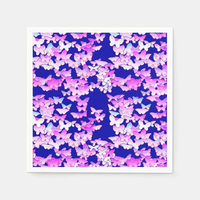 Guardanapo De Papel Borboletas, lavanda e azul escuro (Frente)