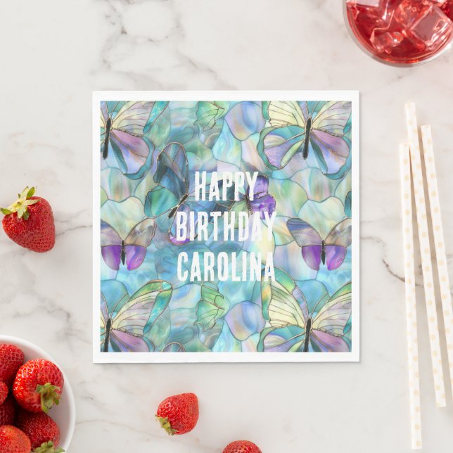 Guardanapo De Papel Borboletas Púrpura Turquesa Azul (Insitu)