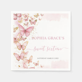 Guardanapo De Papel Borboletas rosa bonito Doce 16 Quinceanera XV 15
