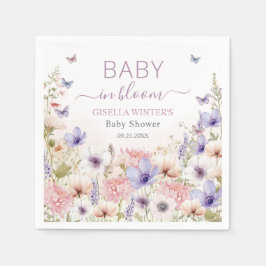 Guardanapo De Papel Borboletas rosa púrpura de flor silvestre bebê em 