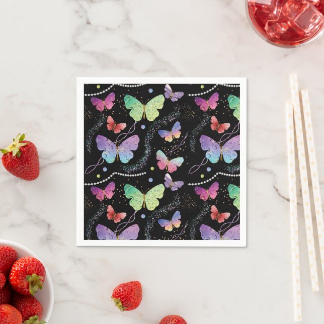 Guardanapo De Papel Borboletas Roxas e Azuis Brilhantes (Insitu)