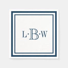 Guardanapo De Papel Borda Azul Clássica Monograma