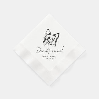 Guardanapo De Papel Borda Collie Desenhada à Mão Bebe em mim Coquetel