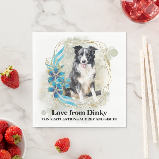 Guardanapo De Papel Borda Collie Pet Wedding Napkins Com Cães Foto (Insitu)