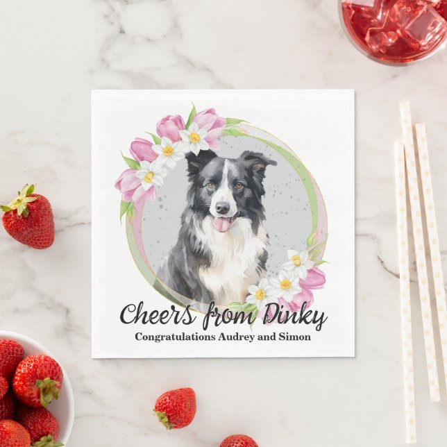 Guardanapo De Papel Borda Collie Pet Wedding Napkins Com Cães Foto (Insitu)