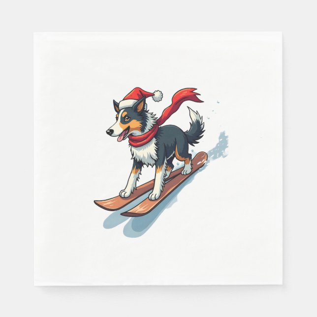 Guardanapo De Papel Borda Collie Snowboarder (Frente)