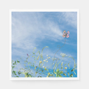 Guardanapo De Papel Borda De Flor Selvagem No Céu De Verão