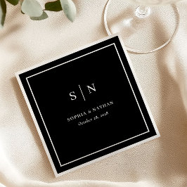 Guardanapo De Papel Borda Minimalista e Chic | Casamento Preto Escuro