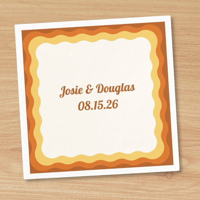 Guardanapo De Papel Borda ondulada Retro 70s Casamento estético ventil (Criador carregado)