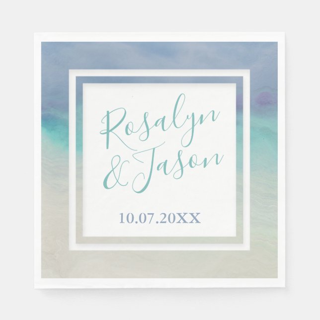 Guardanapo De Papel Borda pintada do oceano (Frente)