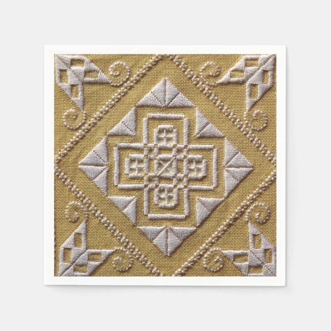 Guardanapo De Papel Bordado branco IMPRESSO 1 em roupa personalizada (Frente)