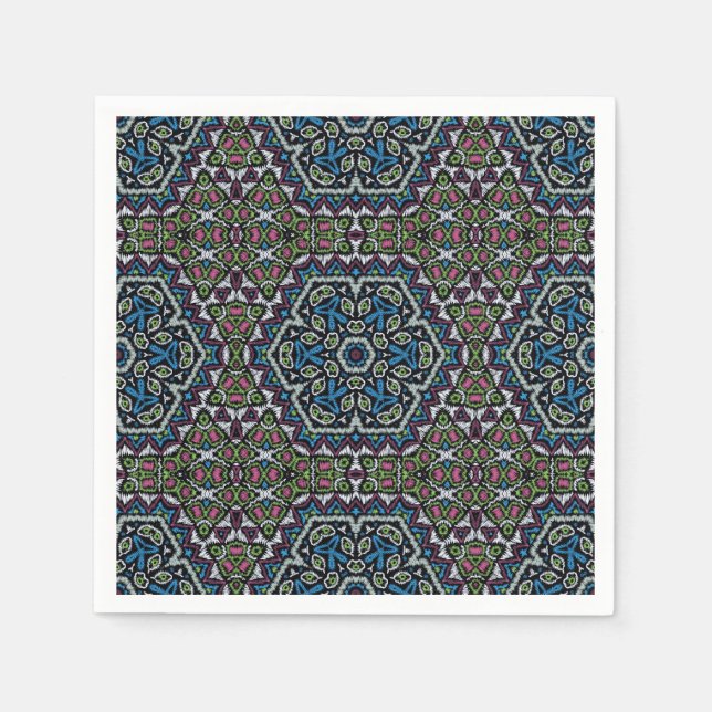 Guardanapo De Papel Bordados sem costura etno tribal boho ornamental (Frente)