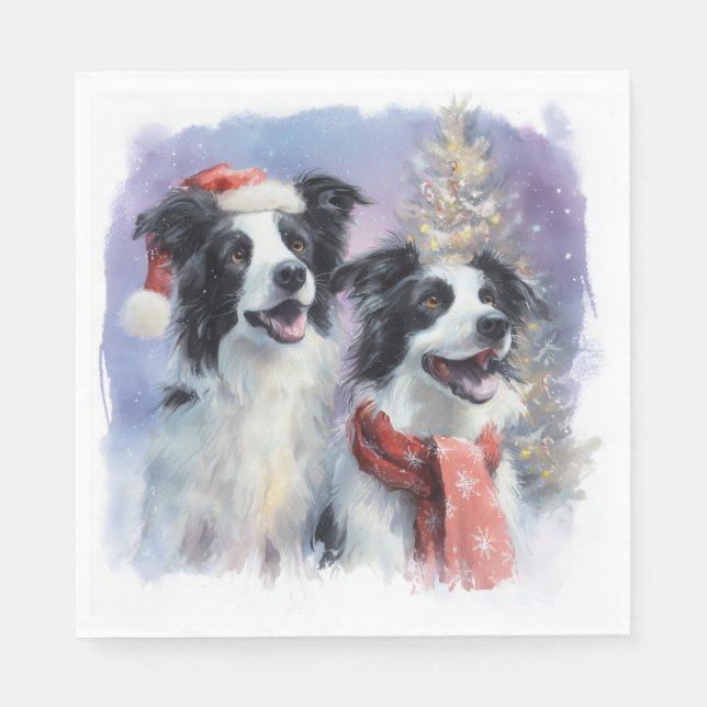 Guardanapo De Papel Border Collie Christmas Paper Napkin (Frente)