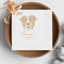 Border Collie Dog Personalised Cheers Napkins