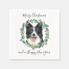 Guardanapo De Papel Border Collie Elegant Dog Feliz Natal