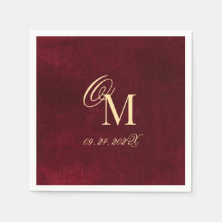 Guardanapo De Papel Bordô Minimalista Elegante Falso Veludo Casamento