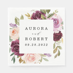 Guardanapo De Papel Borgonha cora casamento floral Dourado de Boho do