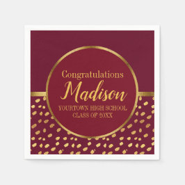 Guardanapo De Papel Borgonha e Festa de formatura Dourada