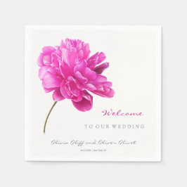 Guardanapo De Papel Boright Pink Peony Weding Welcome