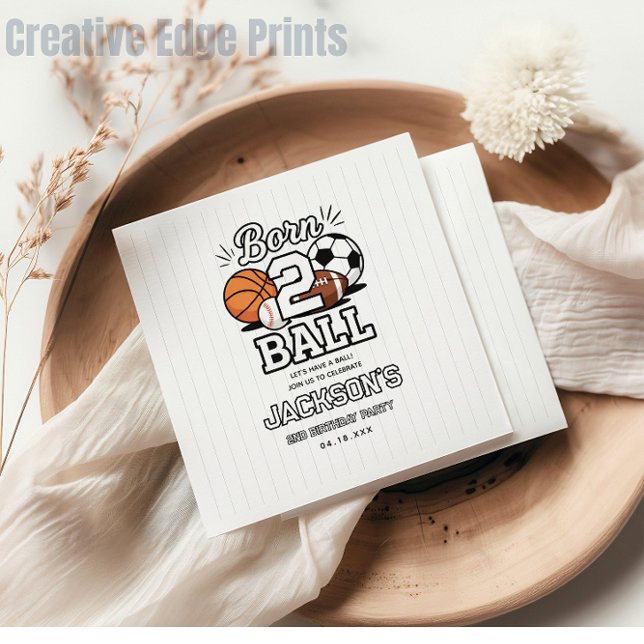 Guardanapo De Papel Born 2 Ball Sports Themed Boy 2nd Birthday Party (Born 2 Ball Sports Themed Boy 2nd Birthday Party napkins)