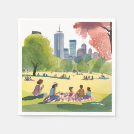Guardanapo De Papel Boston Common Picnic | Summer Watercolor Painting