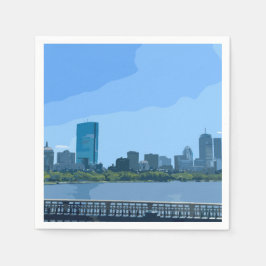 Guardanapo De Papel Boston Skyline Charles River Painting