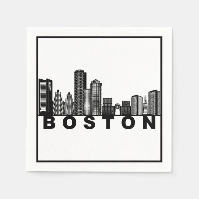 Guardanapo De Papel Boston Skyline Silhouette  (Frente)