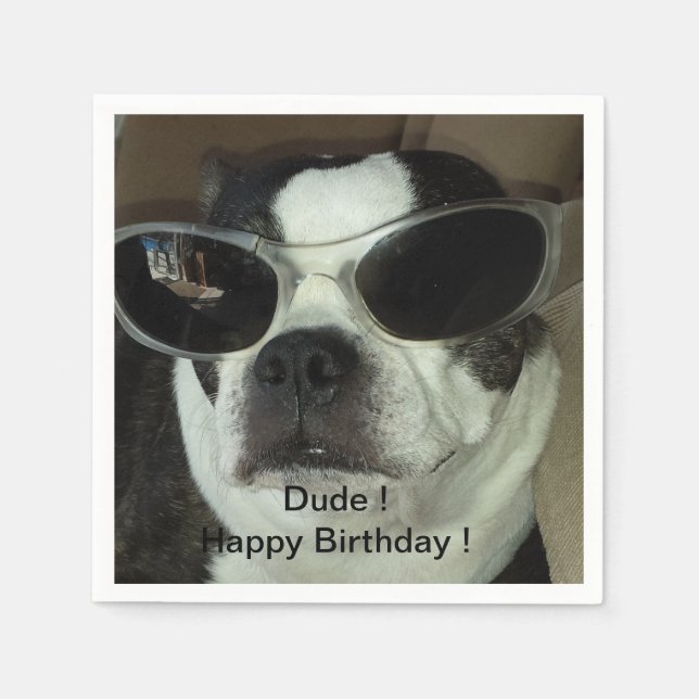 Guardanapo De Papel Boston Terrier Birthday Napkins (Frente)