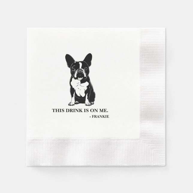 Guardanapo De Papel Boston Terrier Cocktail Napkin (Frente)