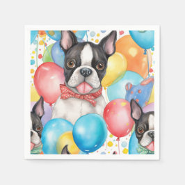 Guardanapo De Papel Boston Terrier E Balões