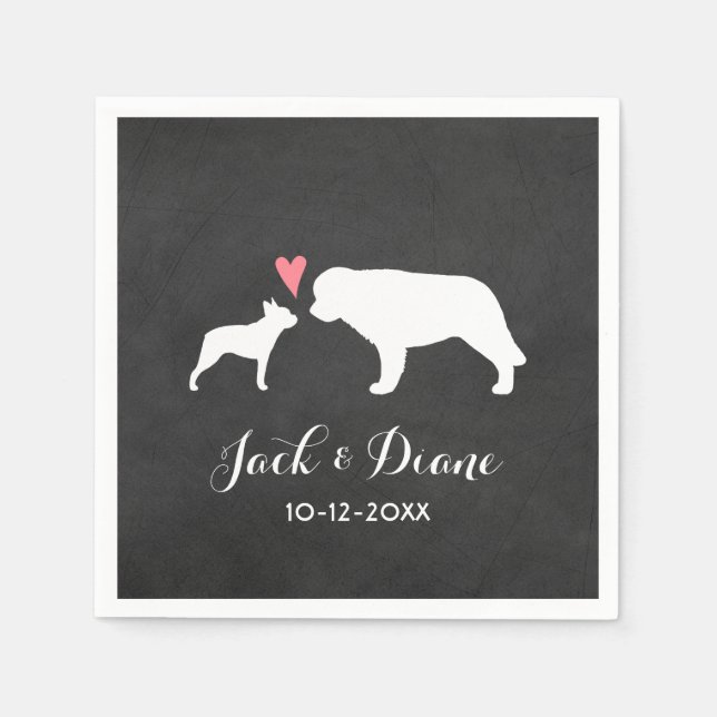 Guardanapo De Papel Boston Terrier e Santo Bernard Wedding (Frente)
