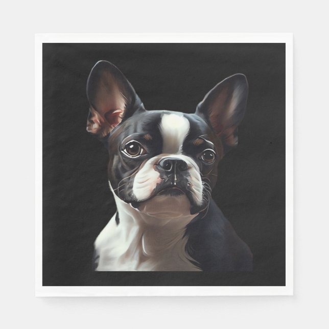Guardanapo De Papel Boston Terrier - Oil Paint Classic T-Shirt (Frente)