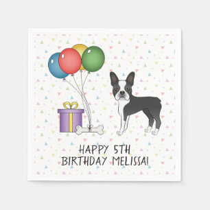 Guardanapo De Papel Boston Terrier Preto e Branco Cachorro Fofo - Aniv