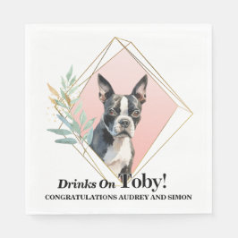 Guardanapo De Papel Boston Terrier Wedding Napkins Com Foto De Cães