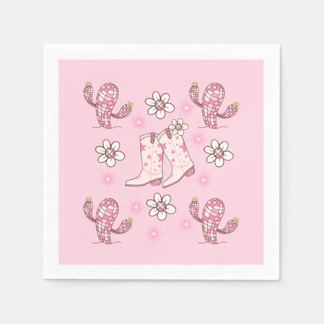 Guardanapo De Papel Bota de Cowgirl com Disco e Cacto (Frente)