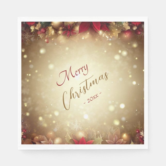 Guardanapo De Papel Botânica de Aquarela de Natal Elegante (Frente)