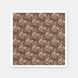 Guardanapo De Papel Botânica de Elegante Marrom-claro retrô