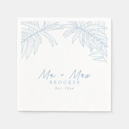 Guardanapo De Papel Botânica Simples Desenhada à Mão Azul Dusty